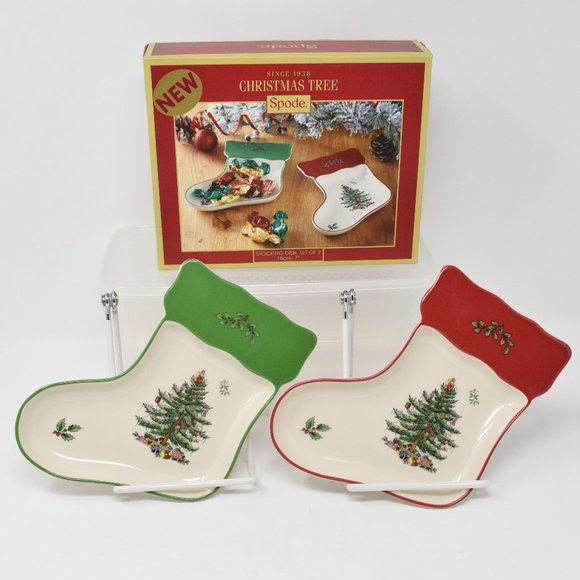Spode Christmas Tree Stocking Dishes New in Box - Picture 1 of 11